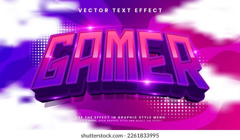 Gamer 3d editable vector text style effect, suitable for e-sport themes