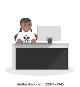 gamer african playing pc game design character on white background