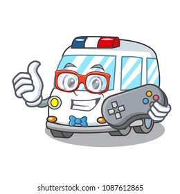 Gamer ambulance mascot cartoon style