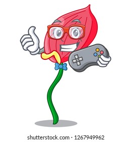 Gamer anthurium flower pink in cartoon garden