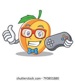Gamer apricot mascot cartoon style