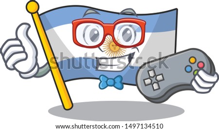 Gamer argentina character flag folded above table