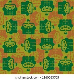 Gamer army pattern seamless. military ornament. Cibersport protective soldier texture.  Guy on chair and videogame. Boy and joystick. Vector background
