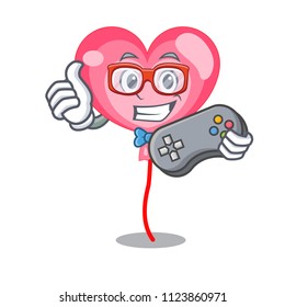 Gamer ballon heart mascot cartoon