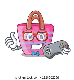 Gamer beach bag cartoon on the sand