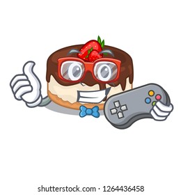Gamer berries cartoon cake on above table