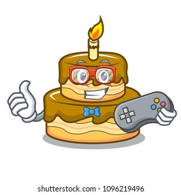 Gamer birthday cake mascot cartoon