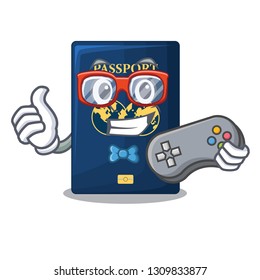 Gamer blue passport in the mascot bag