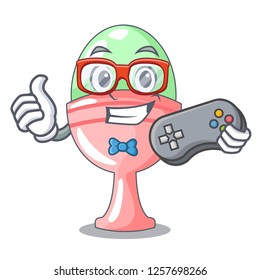 Gamer boiled organic chicken egg in cartoon