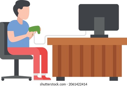 Gamer Boy Concept, Video  game addict Vector Color Icon Design, Free time activities Symbol, Extracurricular activity Sign, hobbies interests Stock Illustration