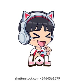 Gamer boy esport gaming laughing emotion mascot logo vector