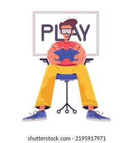 The Gamer boy illustration concept