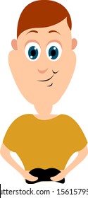 Gamer boy, illustration, vector on white background.