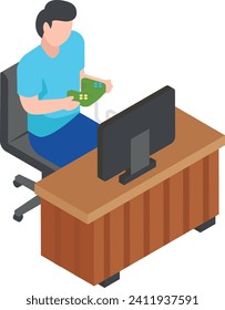 Gamer Boy isometric Concept, Video game addict Vector Icon Design, Spare time engagements Symbol, Additional pursuits Sign, Personal pastimes Stock Illustration