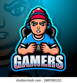 Gamer boy mascot esport logo design