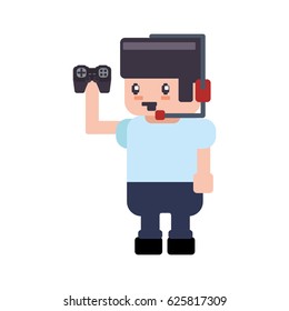 Gamer boy pixelated