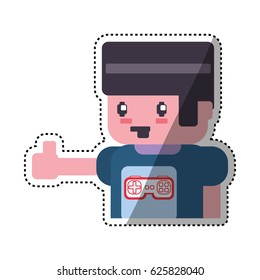 Gamer boy pixelated