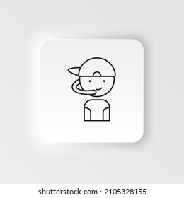 Gamer, boy, retro, arcade neumorphic style vector icon. Neumorphism style. Gamer boy retro arcade neumorphic style vector icon. Neumorphism style on white background.