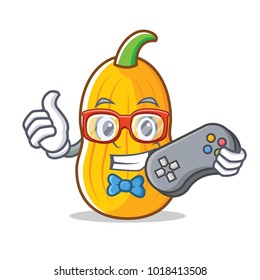 Gamer butternut squash mascot cartoon