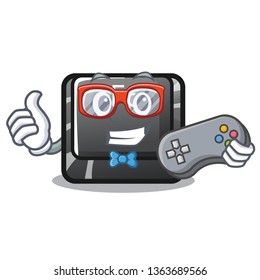Gamer button f6 on the shape cartoon
