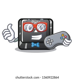 Gamer button page up on computer cartoon