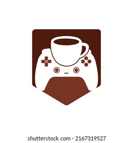 Gamer cafe vector logo design template.	