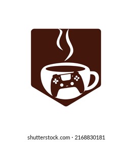 Gamer cafe vector logo design template.	