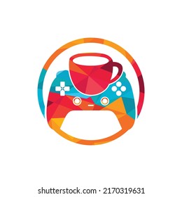 Gamer cafe vector logo design template.	