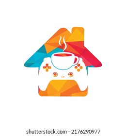 Plantilla de diseño del logotipo del vector del café de gamer.	