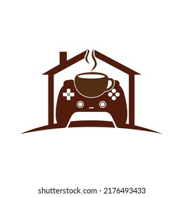 Gamer cafe vector logo design template.	