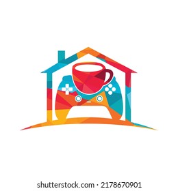 Gamer cafe vector logo design template.	