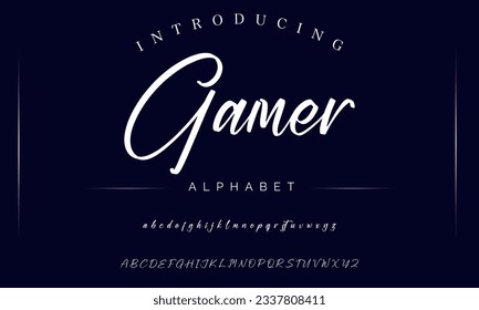 Gamer-Kalligraphie-Skript. Vektoralphabet.