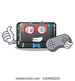 Gamer capslock button attached to mascot keyboard