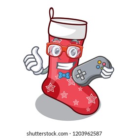 Gamer cartoon christmas sock homemade fur red