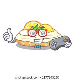 Gamer cartoon piece of yummy lemon meringue pie