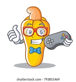 Gamer cashew mascot cartoon style