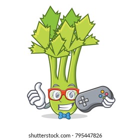 Gamer celery mascot cartoon style