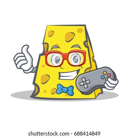 Gamer cheese character cartoon style