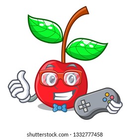 Gamer cherry fruit in a cartoon bowl