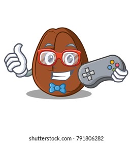 Gamer coffee bean mascot cartoon