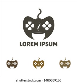 Gamer Coffee Cafe Logo Vector