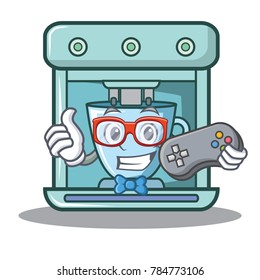 Gamer coffee maker character cartoon