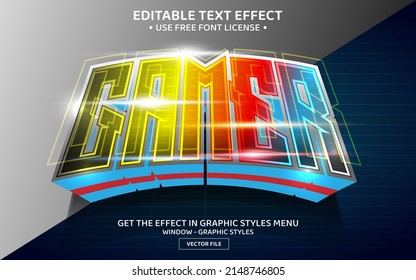 Gamer colorful 3D editable text effect template