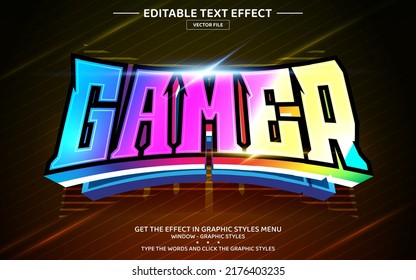 Gamer colorful 3D editable text effect template