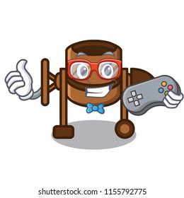 Gamer concrete mixer mascot cartoon