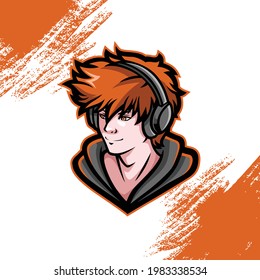 Gamer Cool Boy Mascot Gaming Esport Logo Template