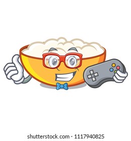 Gamer cottage cheese mascot cartoon