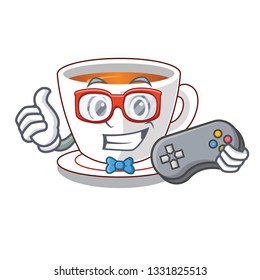 Gamer cup mint tea isolated with character
