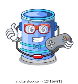 Gamer cylinder bucket with handle on cartoon