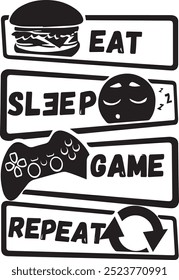 gamer daily activity life infographic vector